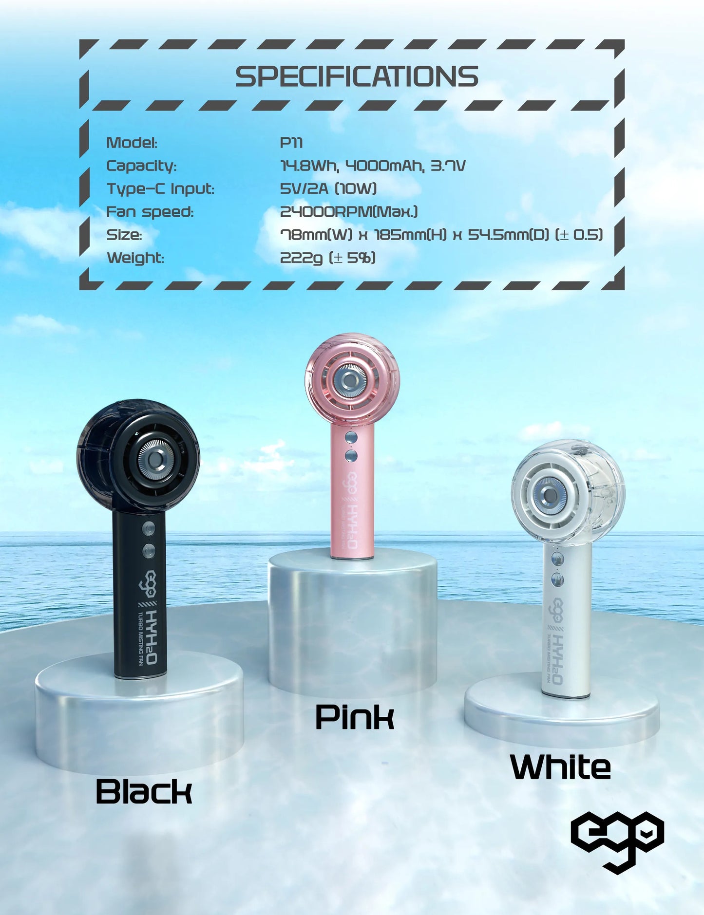 EGO - HyH2O 噴霧 水冷 手提風扇