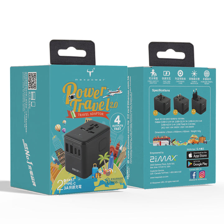 牛魔王 - PT88C 4 位USB 旅遊插座 - 黑色