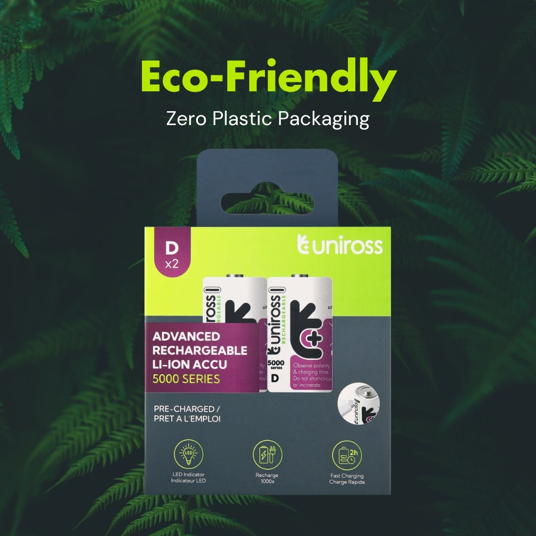 Uniross - 恆壓1.5V D型 USB-C 充電 鋰電池 (2粒裝) 大電 D電 LR20 HR20