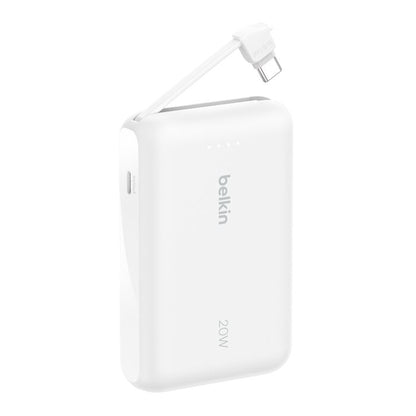 Belkin - BoostCharge 10K 內置充電線 便攜式行動電源 (白色) CCC認証