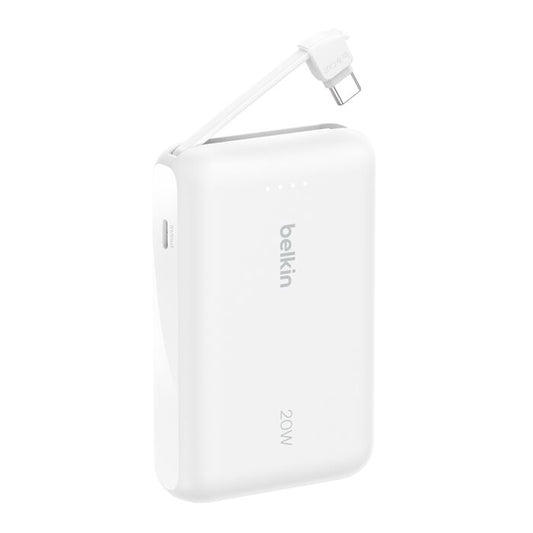Belkin - BoostCharge 10K 內置充電線 便攜式行動電源 (白色) CCC認証