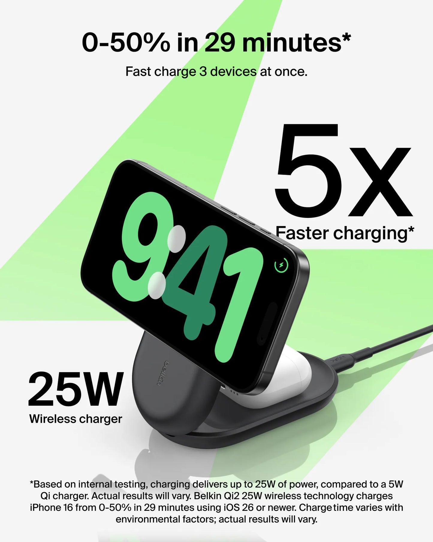 Belkin - UltraCharge Qi2 3合1 可折疊磁吸充電器 25W (附送45W充電器)