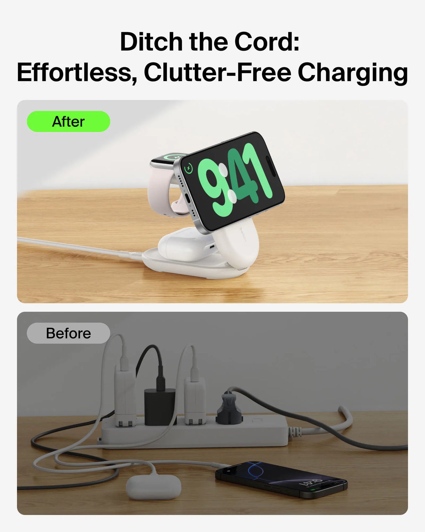 Belkin - UltraCharge Qi2 3合1 可折疊磁吸充電器 25W (附送45W充電器)