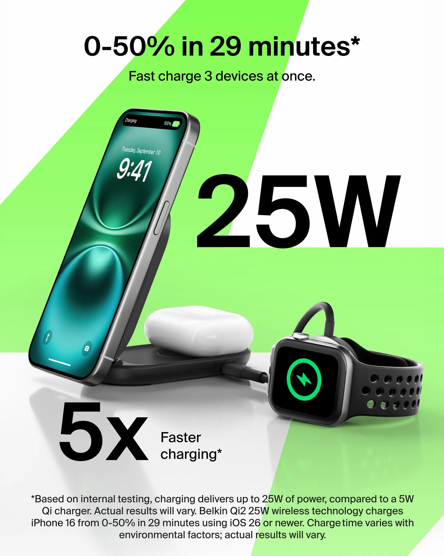 Belkin - UltraCharge Qi2 2合1 可折疊磁吸充電器 25W (附送45W充電器)