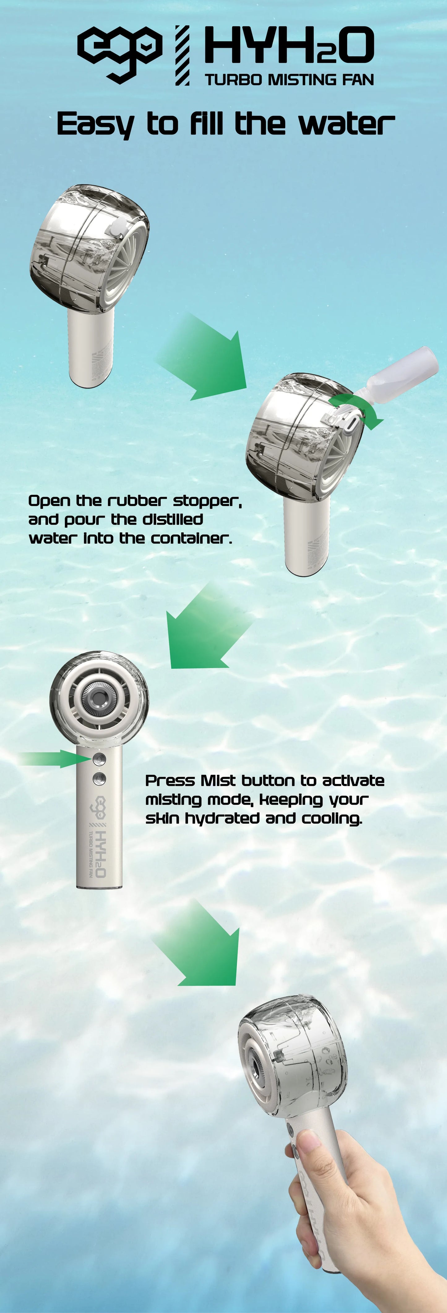 EGO - HyH2O 噴霧 水冷 手提風扇