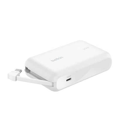 Belkin - BoostCharge 10K 內置充電線 便攜式行動電源 (白色) CCC認証