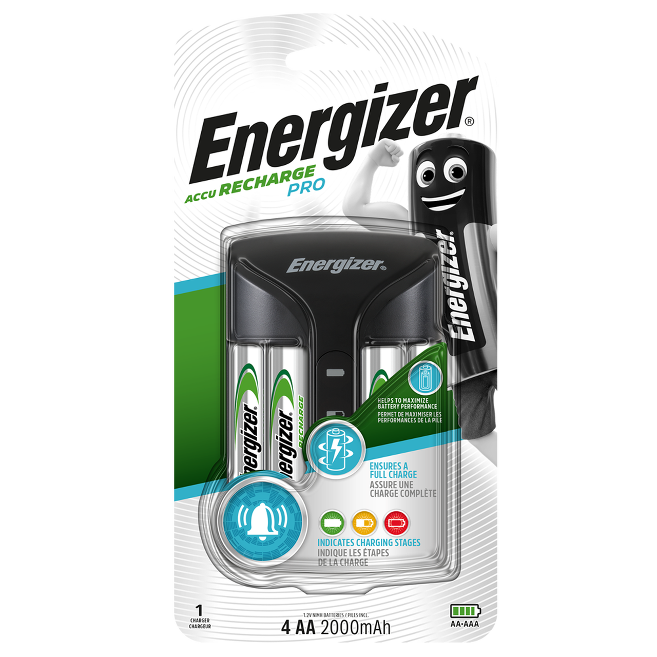 勁量-AA/AAA專業型充電器 連 4x AA 2000mAh充電池套裝