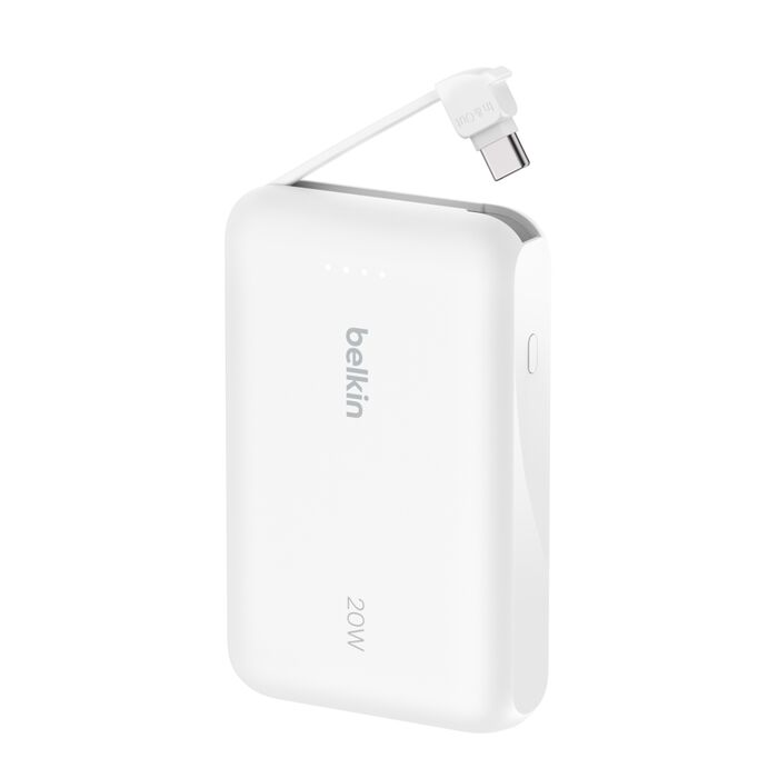 Belkin - BoostCharge 10K 內置充電線 便攜式行動電源 (白色) CCC認証
