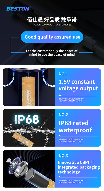 Beston - 恆壓1.5V AA 充電 鋰電池 3600mWh (4粒裝)