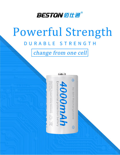 Beston - C型 1.2V 4000mAh 鎳氫充電池 (兩粒裝) C電 中電 R14
