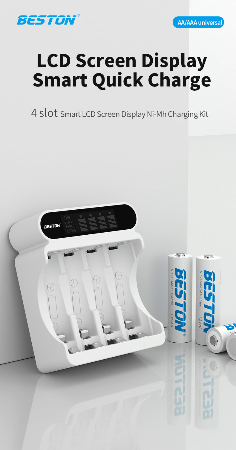 Beston - AA 1.2V 3000mAh 鎳氫(Ni-MH)充電池 (4粒裝) 連充電器