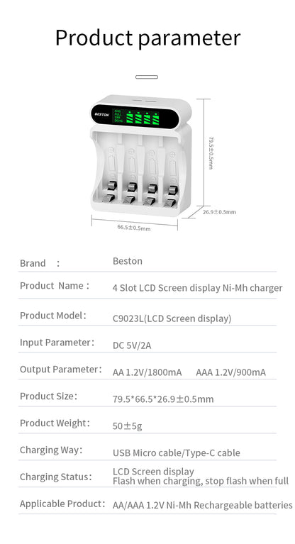 Beston - AA/AAA 1.2V (Ni-MH) 鎳氫電池 4位充電器 C9023L
