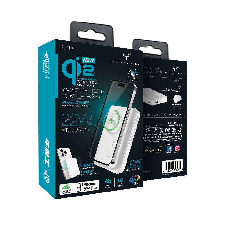牛魔王 - 10,000mAh Qi2 磁力無線外置充電器 GQ215PD (白色) 支援 iPhone MagSafe