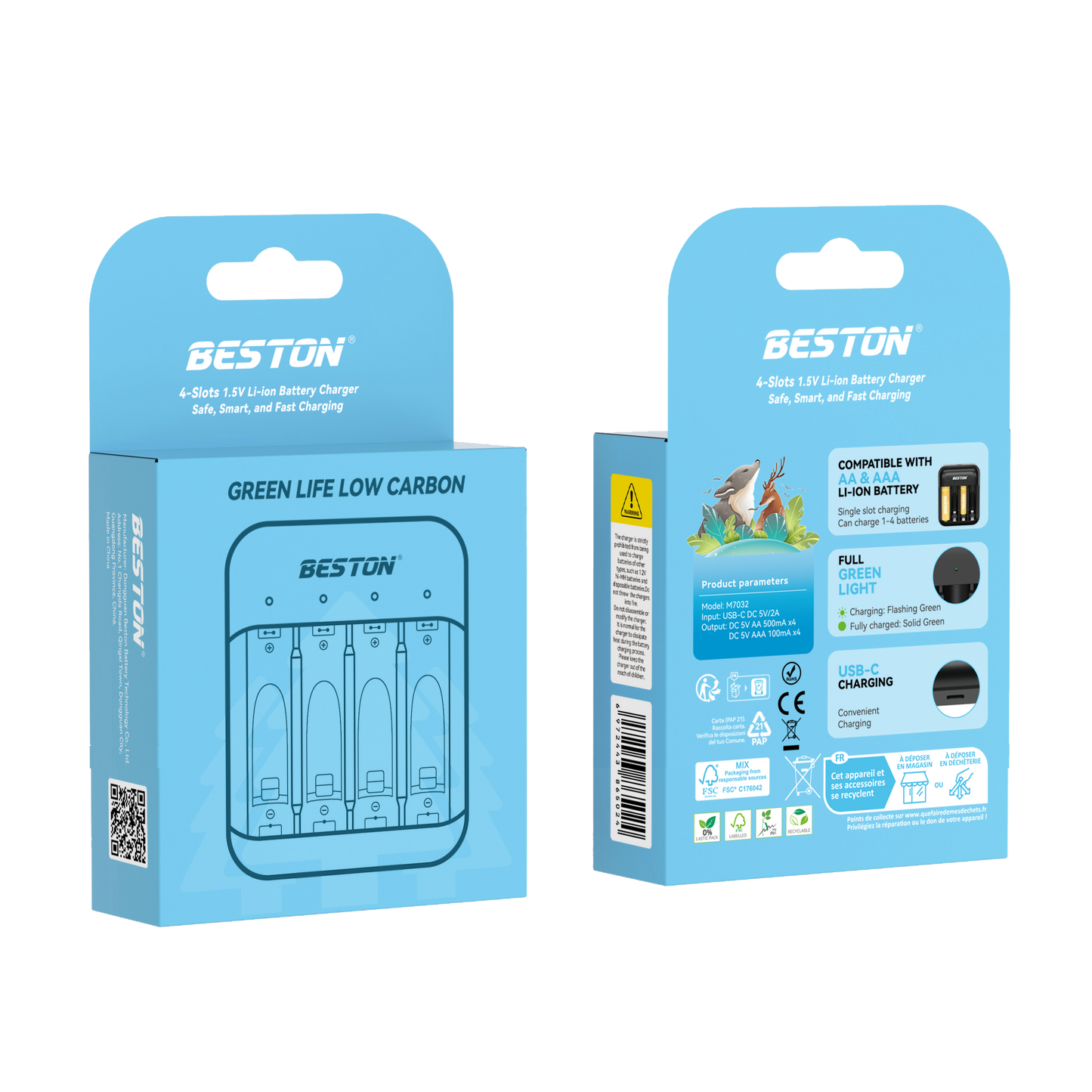 Beston - 恆壓1.5V AA 鋰電 充電池 3600mWh (4粒裝) 連充電器