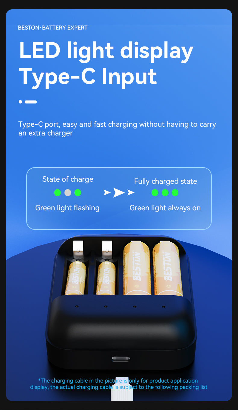 Beston - 1.5V AA/AAA 鋰電 4位充電器