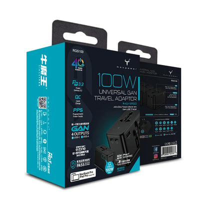 牛魔王 - RGS100 100W PD3.2 GaN 4位USB充電旅遊插座