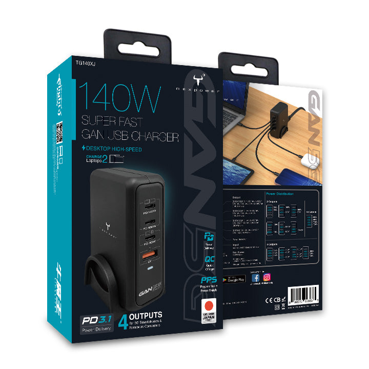牛魔王 - TG140XJ 140W PD3.1  GaN 快速USB充電器