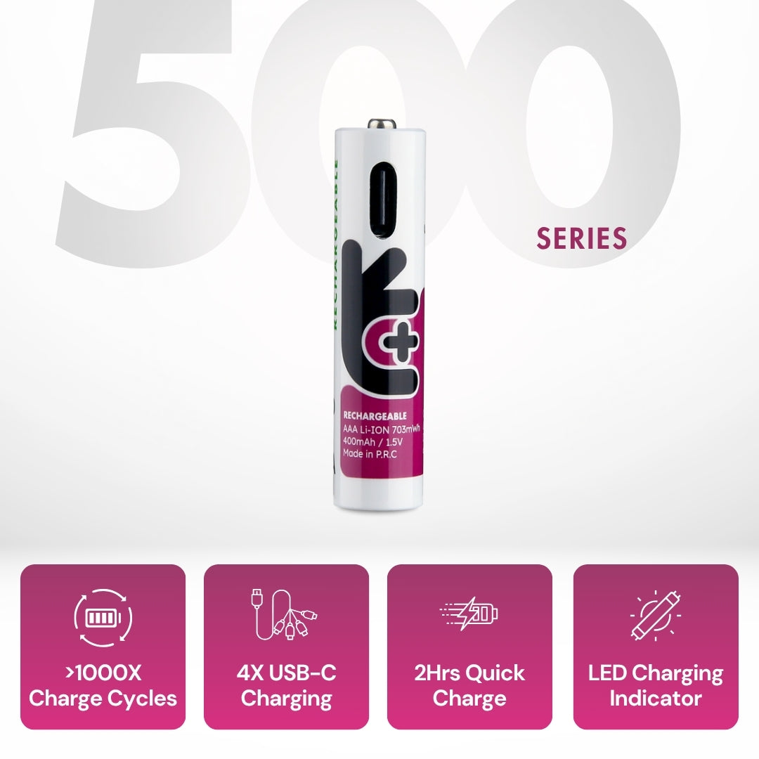 Uniross - 恆壓1.5V AAA USB-C充電 鋰電池 (4粒裝)