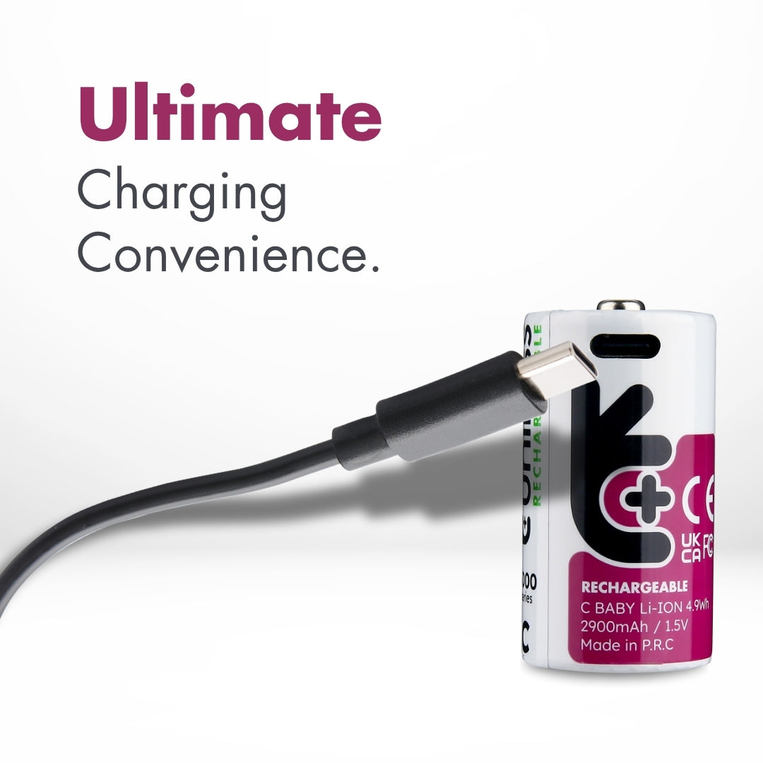 Uniross - 1.5V C型 USB-C 充電 鋰電池 (2粒裝) 中電 C電 LR14