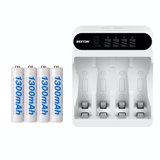 Beston - AAA 1.2V 1300mAh (Ni-MH) 鎳氫充電池 (4粒裝) 連充電器 AAA / 3A / 7號充電池