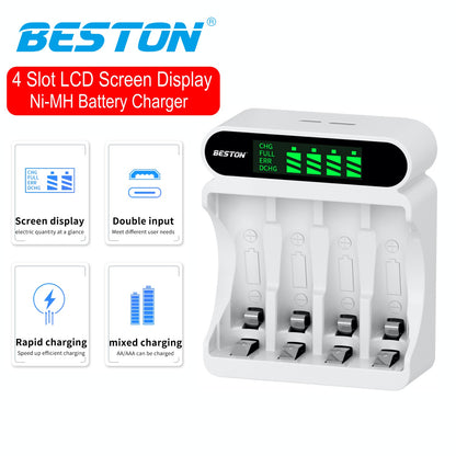 Beston - AA 1.2V 3000mAh 鎳氫(Ni-MH)充電池 (4粒裝) 連充電器