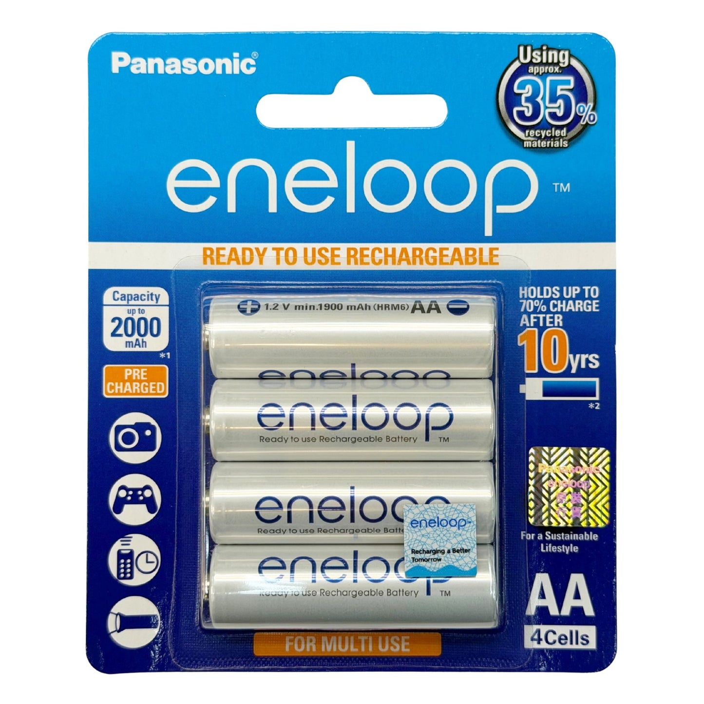 樂聲牌 - eneloop AA 2000mAh 環保充電池 (4粒裝 ) BK-3MCCE/4BT