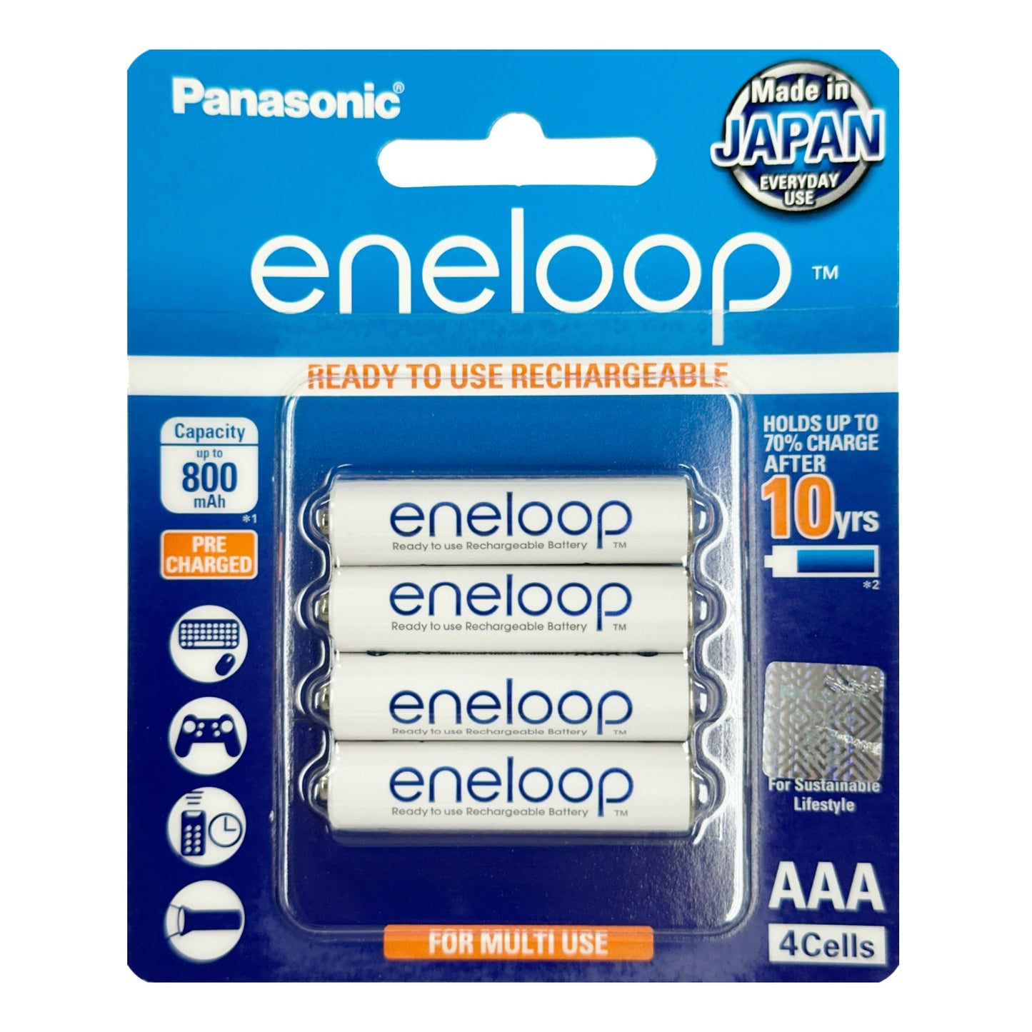 樂聲牌 - eneloop AAA 800mAh 環保充電池 (4粒裝) BK-4MCCE/4BT