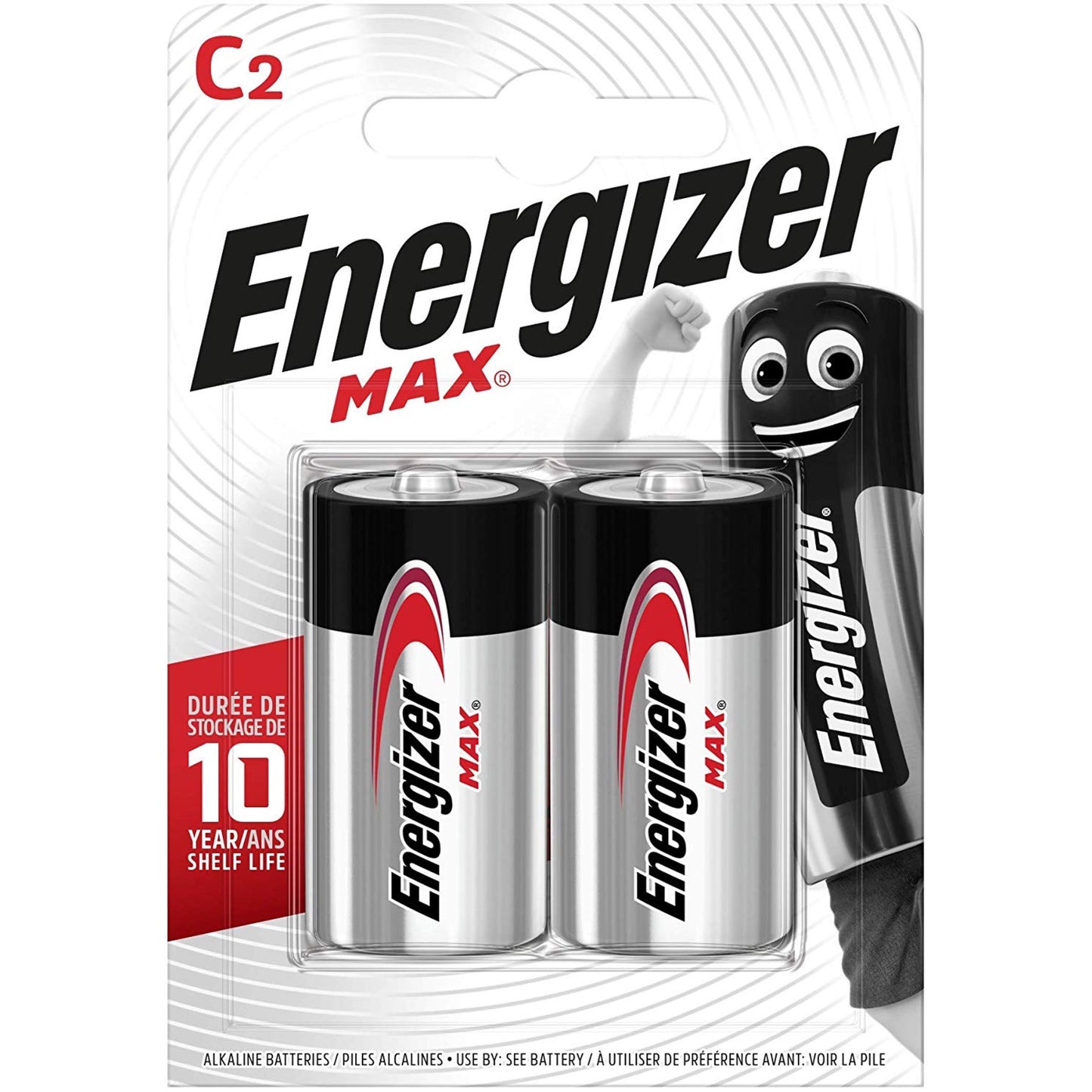 勁量-ENERGIZER MAX® 鹼性 C型(中電) 電芯 兩粒裝 (1.5V C LR14)