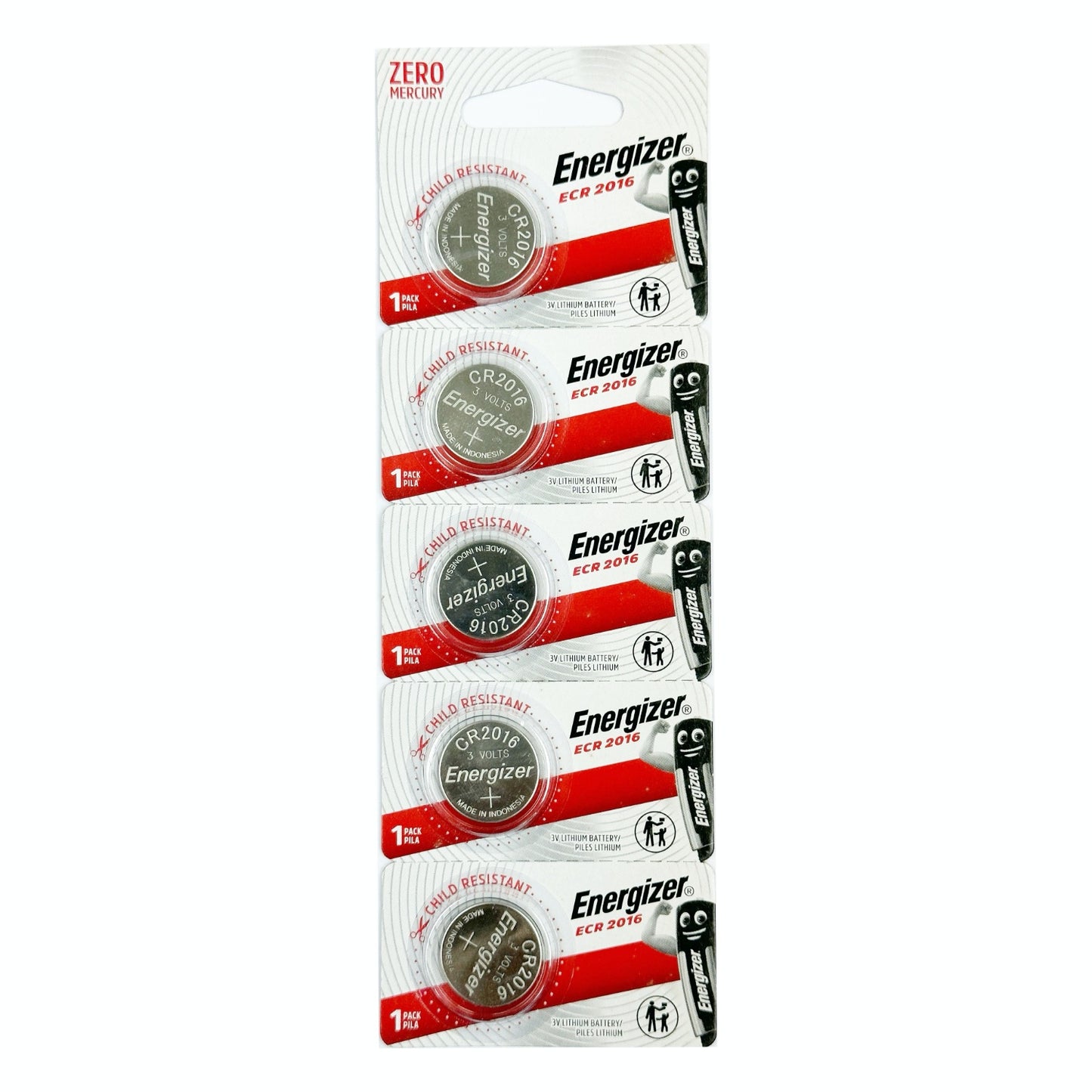 勁量-CR2016 5粒裝 3V 鈕扣型鋰電池 3V E-CR2016