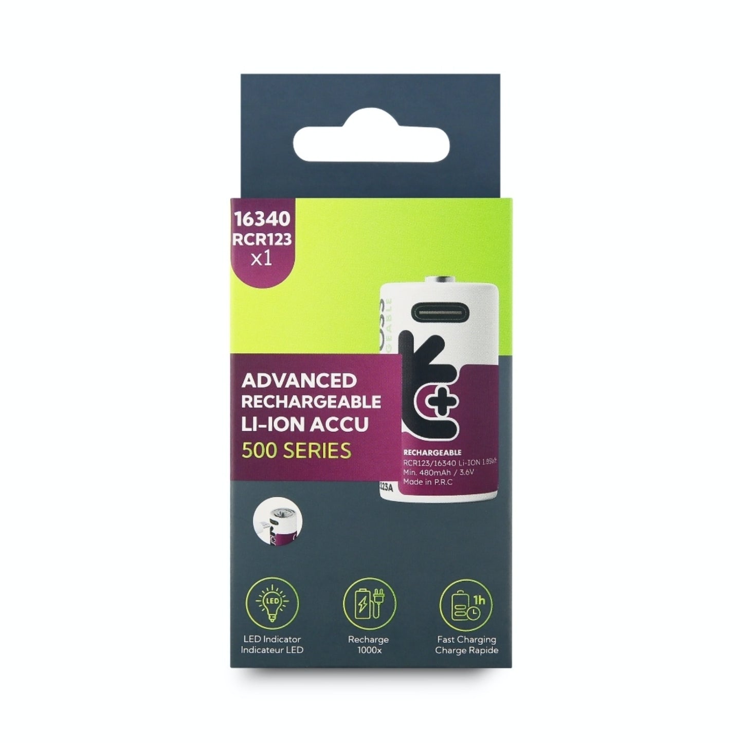 Uniross - 3.7V RCR123/16340 USB-C 鋰電 充電池