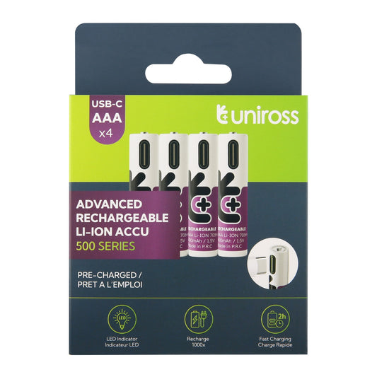 Uniross - 恆壓1.5V AAA USB-C充電 鋰電池 (4粒裝)