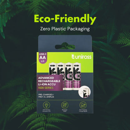 Uniross - 恆壓1.5V AA USB-C充電 鋰電池 (4粒裝)